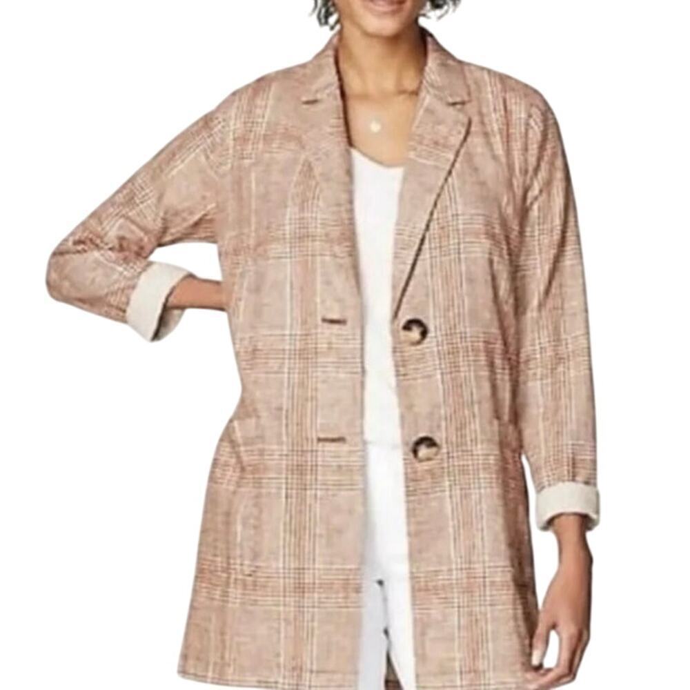 NWT J.Jill Lenin Blend Lightweight Henna Multi Relaxed Blazer Size XS Petite